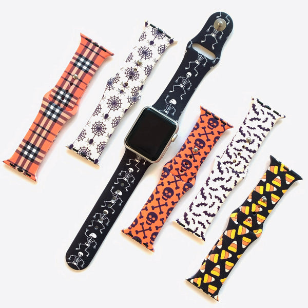 LAACO Halloween Design Sport Bands Compatible with Apple Watch 38mm 40mm 41mm for Women Men Girls, Black Halloween Cat Silicone Wristbands Replacment