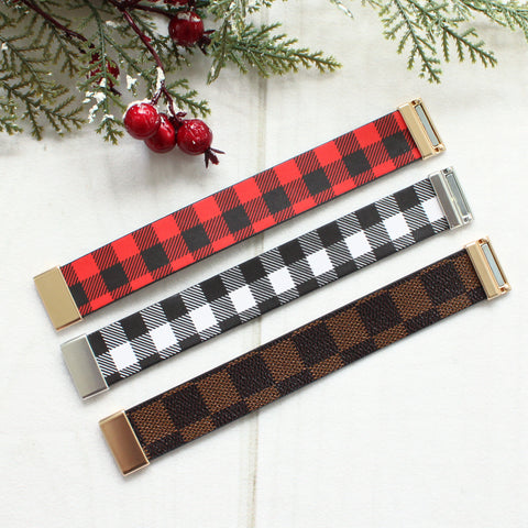 Buffalo Plaid Bangle Bracelet Brown